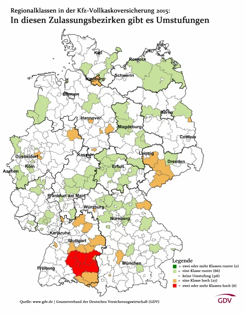 Regionalklassen 2015: In welchen Regionen es Umstufungen gegeben