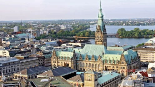 Blick auf die City von Hamburg