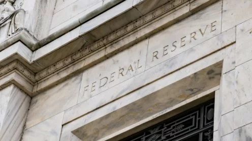 Eingang des Fed-Gebäudes in Washington