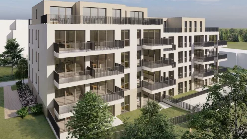 Visualisierung des Neubaus des Fokus Wohnen Deutschland in Friedrichsdorf.