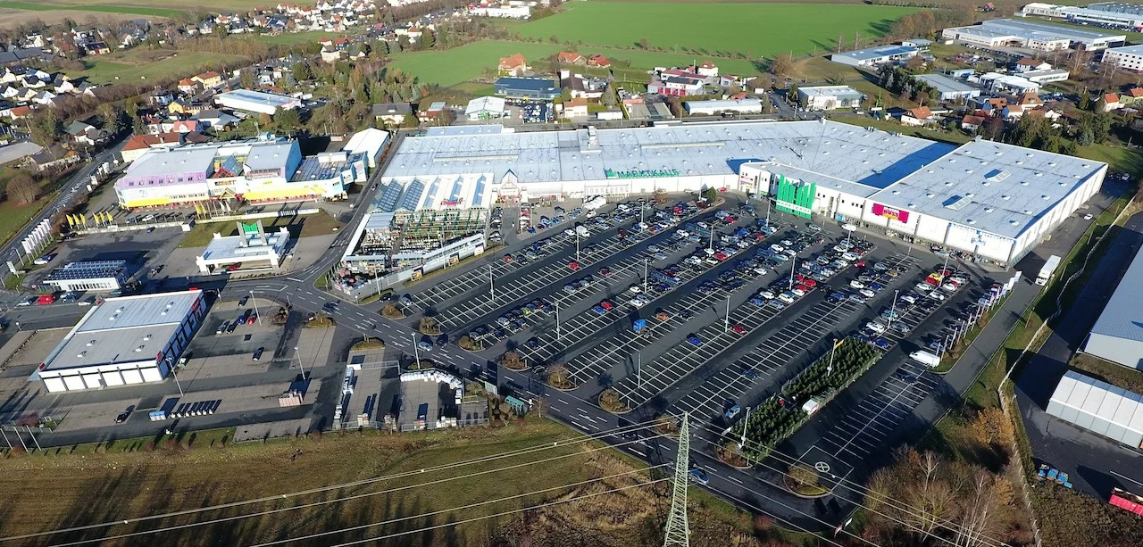 Greenman Fachmarktzentrum Sonneberg aus der Vogelperspektive