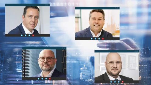 Die Teilnehmer von links: Robert Annabrunner, Leiter des Drittvertriebs bei der Privatkundenbank der Deutschen Bank; Michael Lorenz, Vorstand der Baufi24-Gruppe; Thomas Hein, Leiter Vertrieb Immobilienfinanzierung, ING Deutschland AG; Andreas Schrobback, CEO AS Unternehmensgruppe