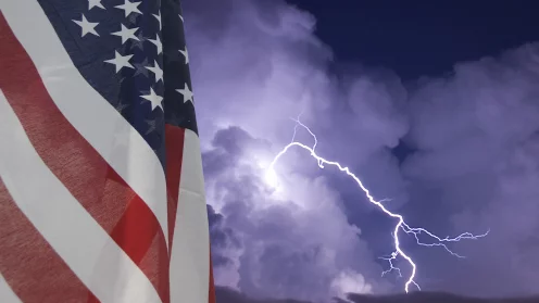 US-Flagge in Gewitter