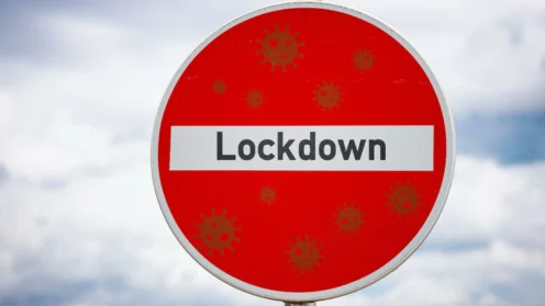 Schild mit Aufschrift Lockdown