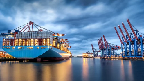 Containerschiff im Hafen