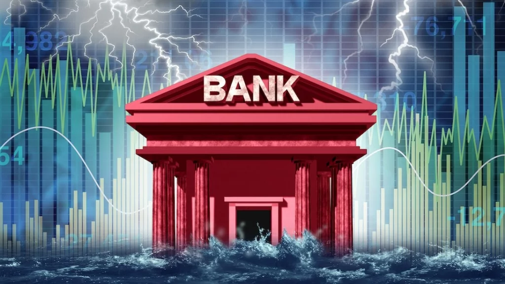 Bank in stürmischem Wetter