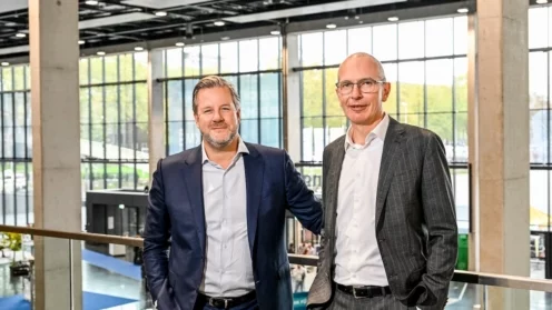 Das kommende Führungstandem der Barmenia-Gothaer auf der DKM in Dortmund: Oliver Schoeller (li.) Vorstandsvorsitzender der Gothaer Versicherungen und Dr. Andreas Eurich, Vorstandsvorsitzender der Barmenia Versicherungen.