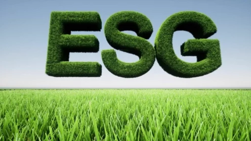 ESG-Kuerzel aus Pflanzen schwebend