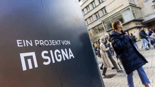 Signa-Bauzaun in Stuttgart