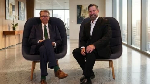Martin Gräfer (l.), Vorstand der Bayerischen, und Uwe Mahrt, CEO von Pangaea Life,