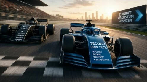 Rennwagen, die Technologieaktien symbolisieren