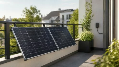 Solarpanel an einem Balkon