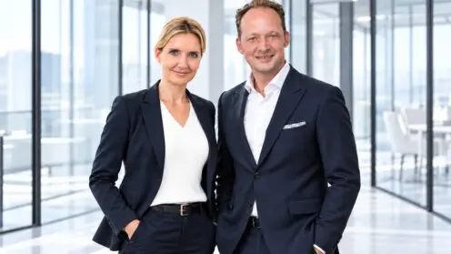 Dr. Lucie Lotzkat und Sascha Mermann, beide von Poll Finance