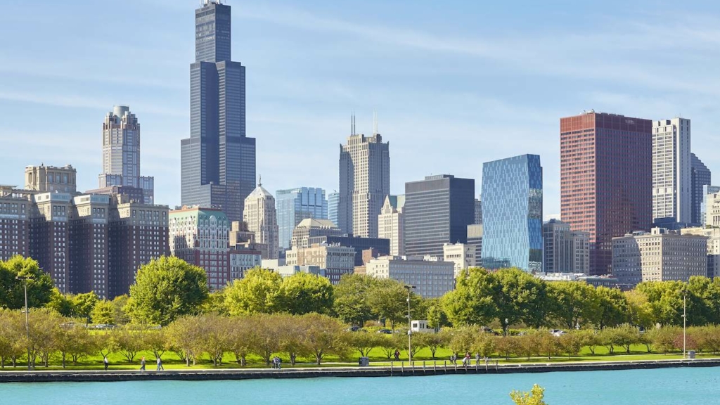 Skyline von Chicago, wo die Deutsche Finance investiert