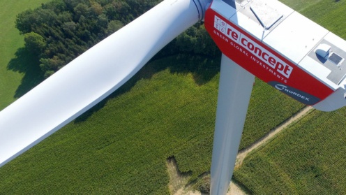 Foto einer Windenergieanlage von Reconcept von oben