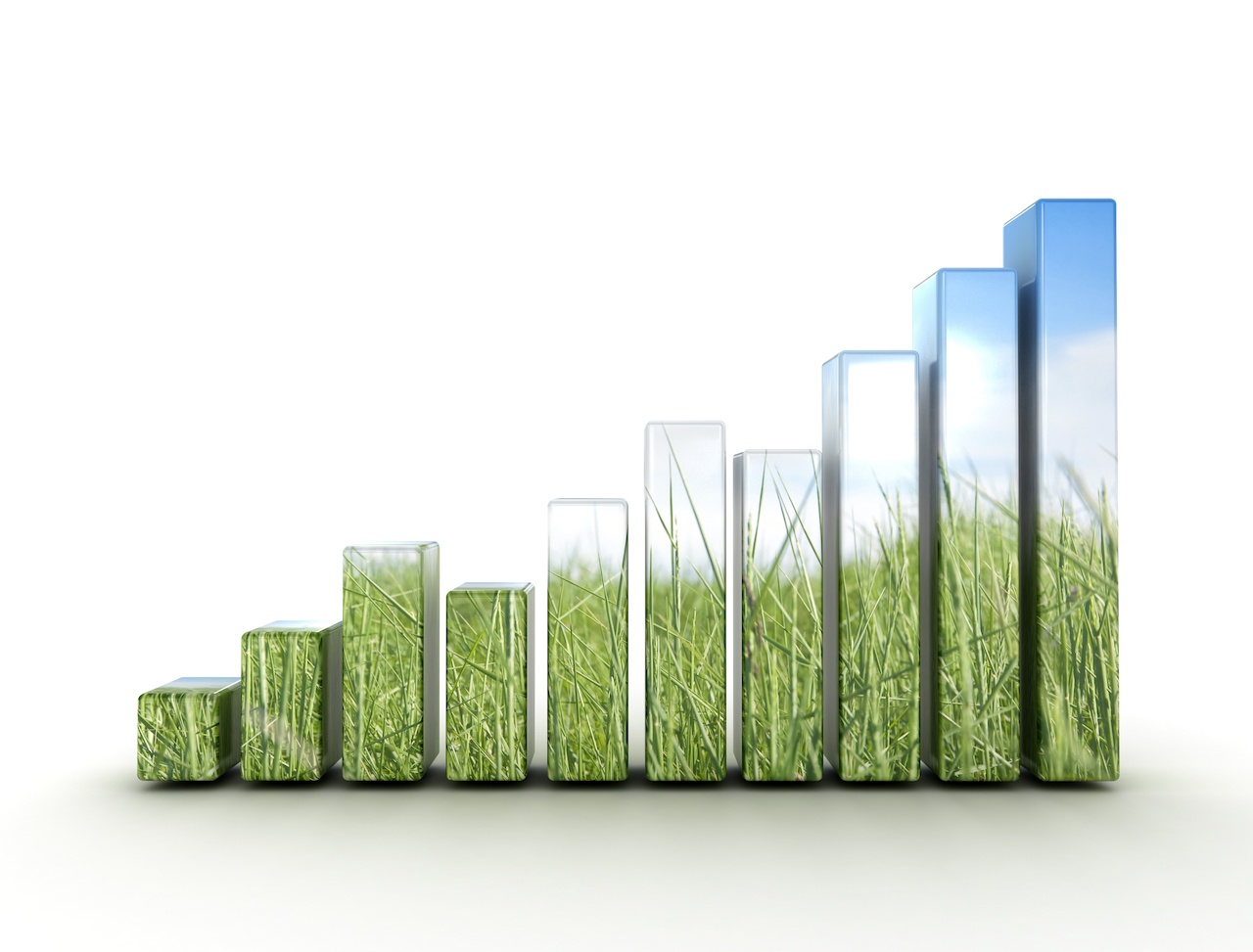 Balkendiagramm mit grünem Gras drauf