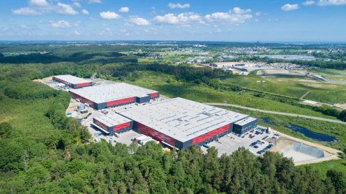 Luftaufnahme des Logistikparks von Generali nahe Danzig