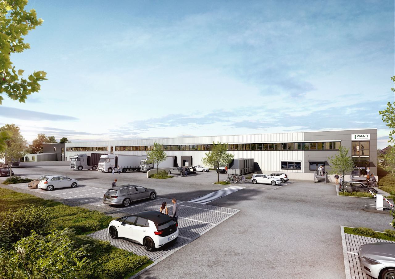 Logistikhalle mit Parkplatz, wie Valor Real Estate sie plant