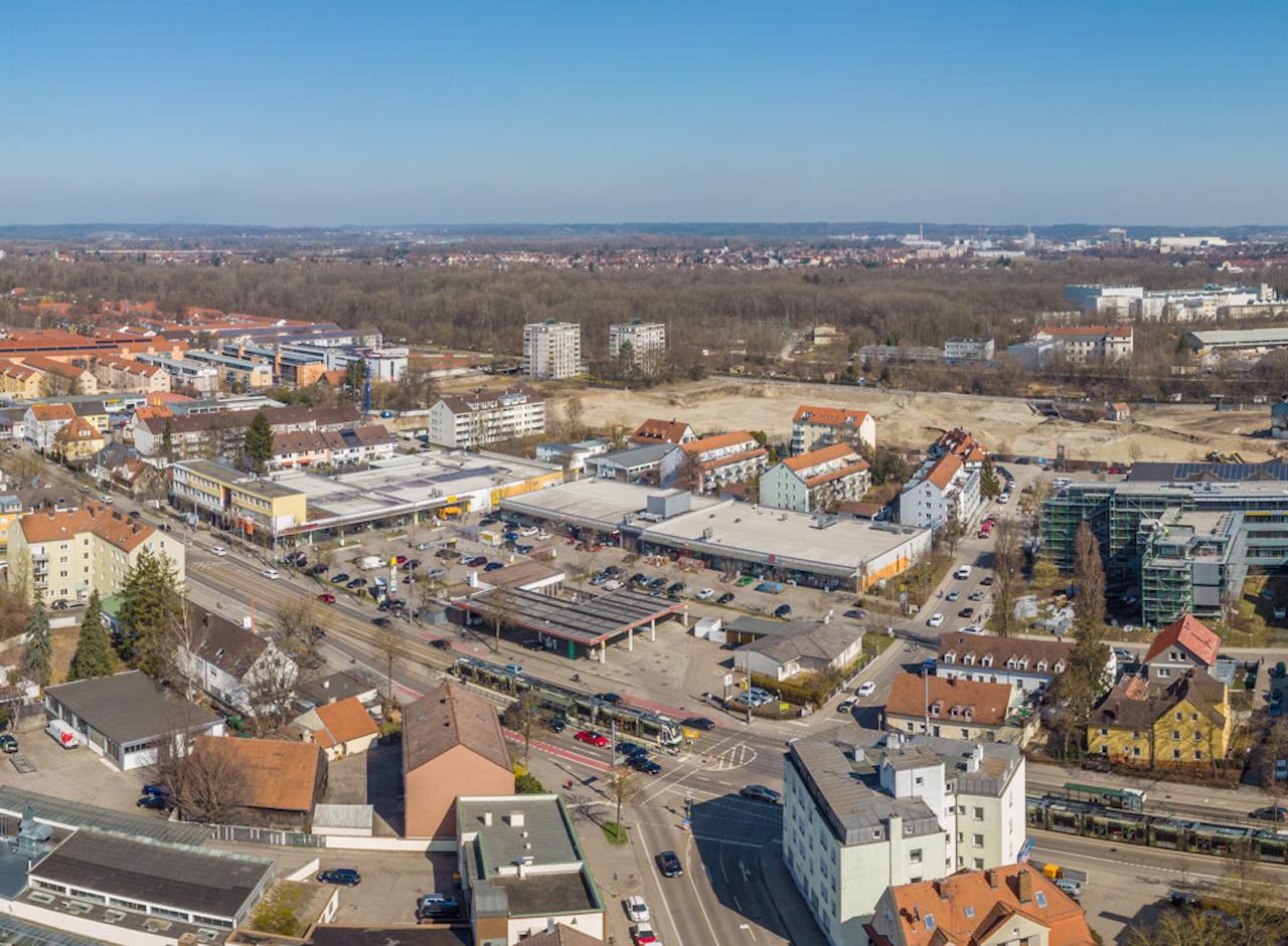 Luftaufnahme des Catella Objekts in Augsburg