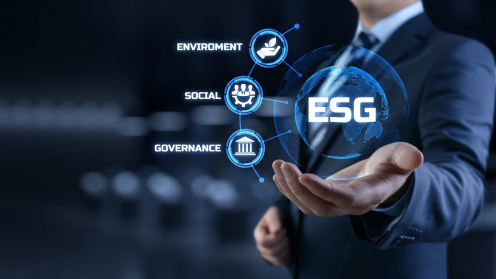 Über einer aufgehaltenen Hand schweben die Buchstaben ESG