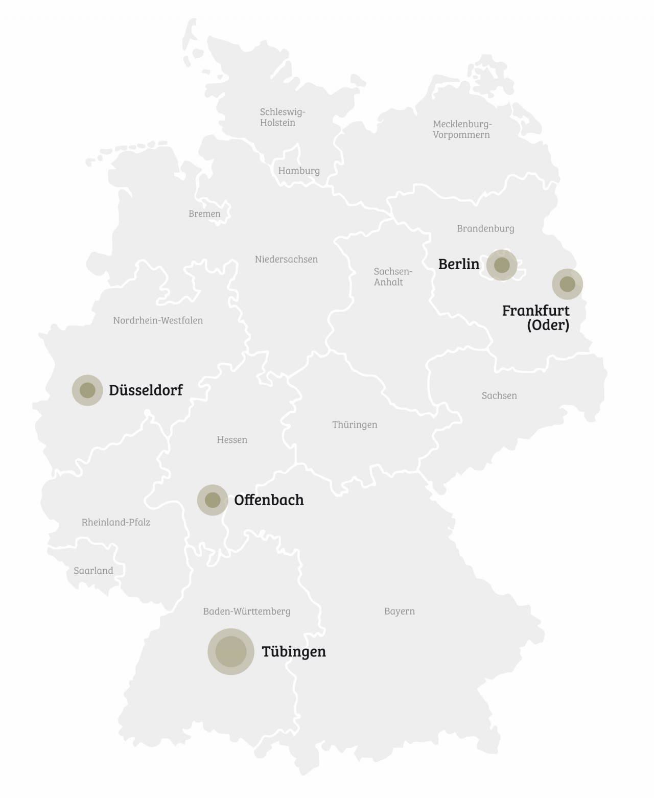 Deutschlandkarte mit den Niederlassungen der Verifort Capital Gruppe