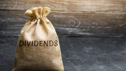 Jute-Sack mit der Aufschrift Dividends