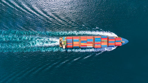Containerschiff von oben