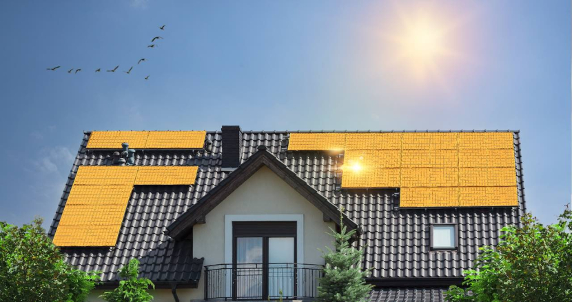 Haus mit Sonnenkollektoren
