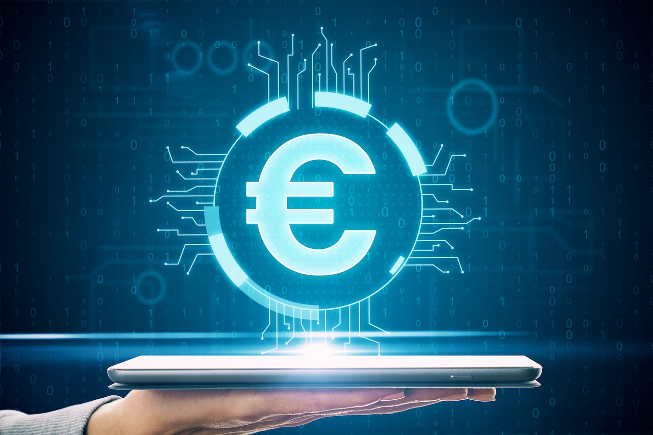 Digitales Eurozeichen auf einem Tablet