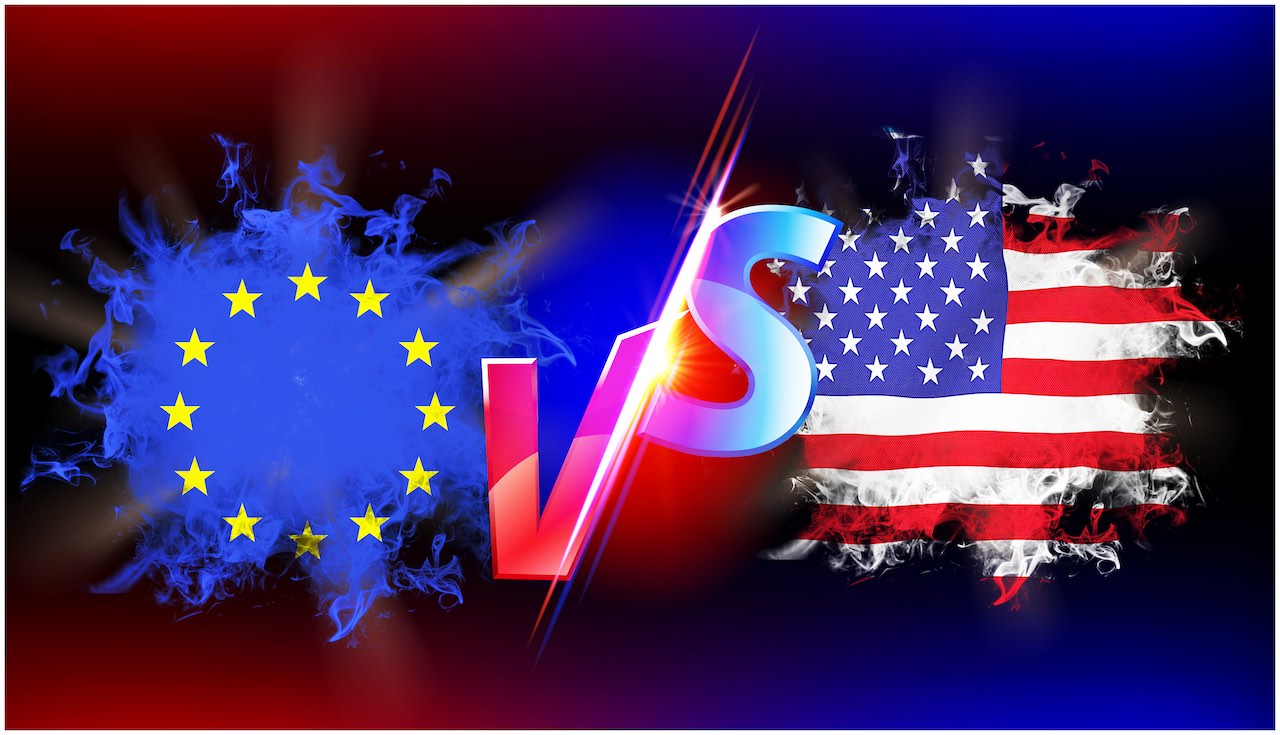 Europa- und US-Flagge