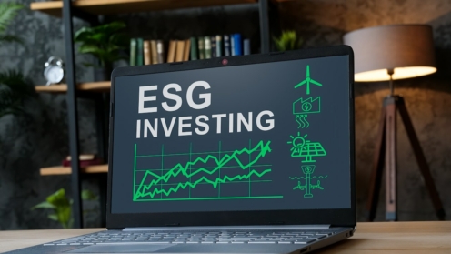 Rechner mit ESG-Investing-Einblendung