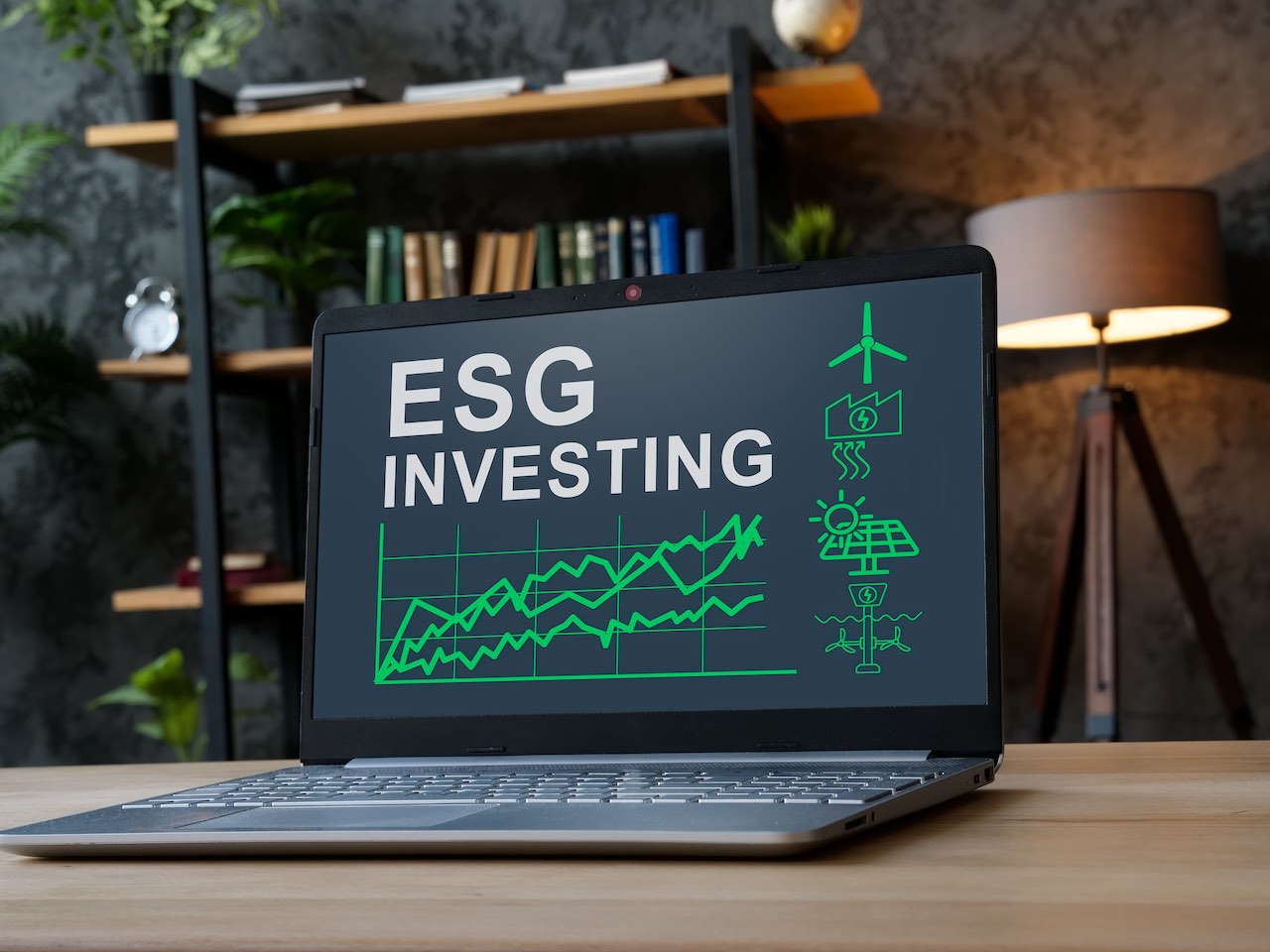 Rechner mit ESG-Investing-Einblendung