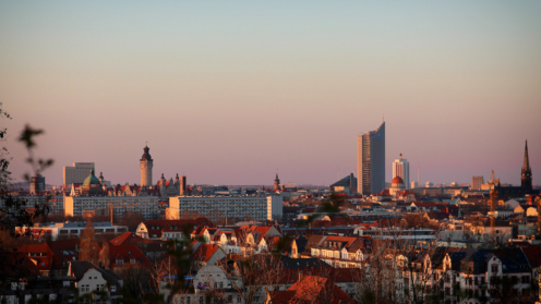 Ausblick am Abend über Leipzig