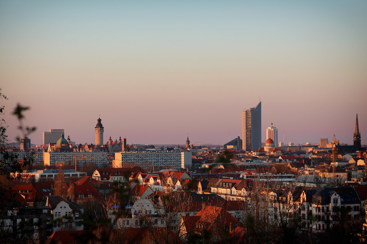 Ausblick am Abend über Leipzig