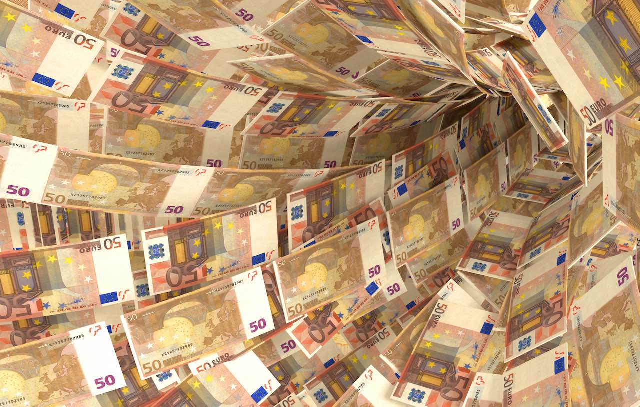 Geldstrudel aus 50 Euroscheinen