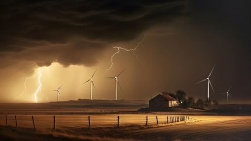 Windkraftanlagen vor aufziehendem Gewitter