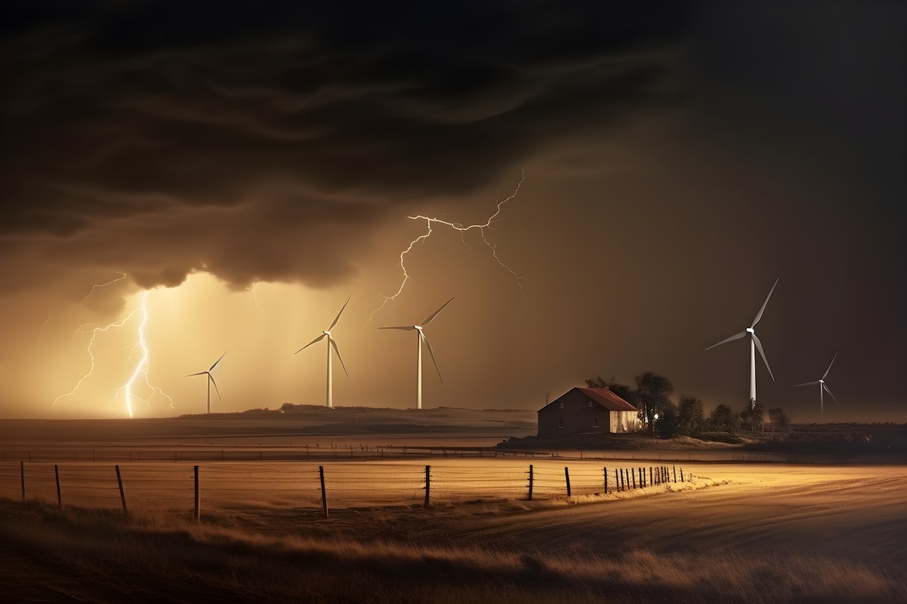 Windkraftanlagen vor aufziehendem Gewitter