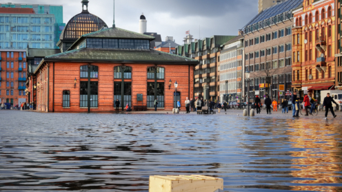 Hochwasser am Hamburger Fischmarkt