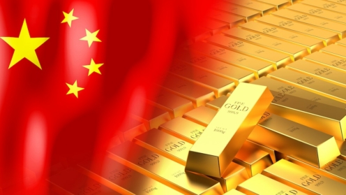 Goldbarren unter China-Flagge
