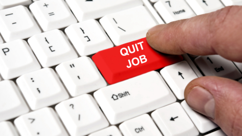 Tastatur mit Finder auf roter "Quit-Job"-Taste