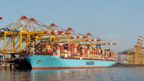 Maersk-Frachter in Bremerhafen