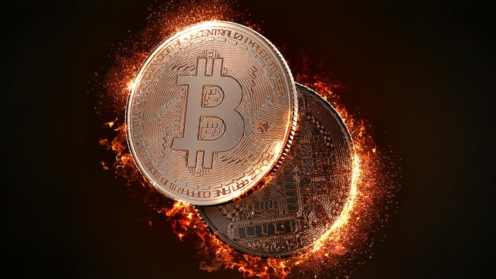 Brennender Bitcoin