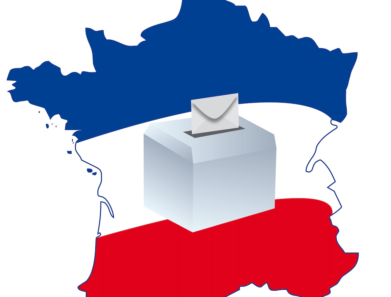 Frankreich-Flagge in den Umrissen des Landes.