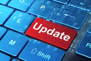 Web-Entwicklungskonzept: Update auf Computer-Tastatur Hintergrund