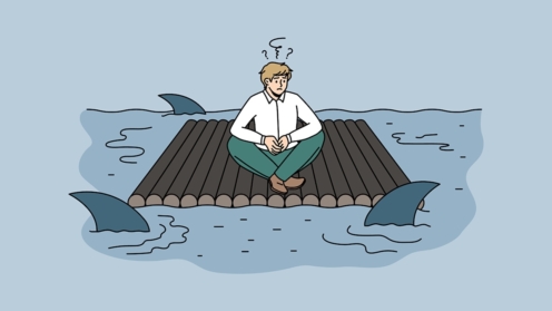 Business risks and danger concept, D&O, Haifischbecken