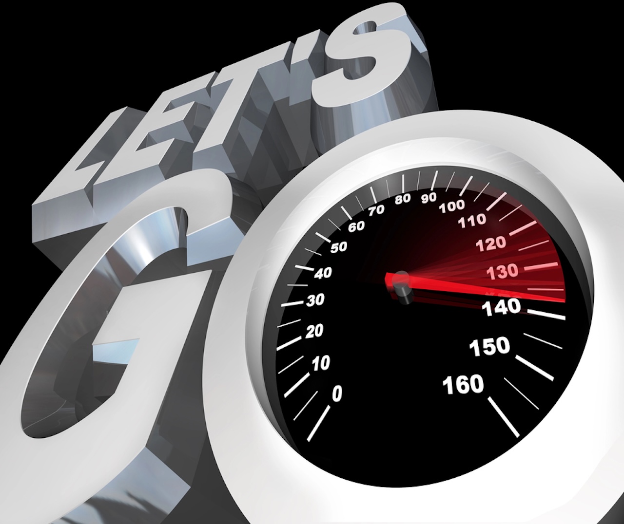 Die Worte „Let's Go“ mit einem Tachometer darin symbolisieren die Geschwindigkeit und Energie eines frühen Starts oder des Beginns einer Arbeit, Aufgabe oder Veranstaltung, Frühstart, Start, Frühstarter-Rente