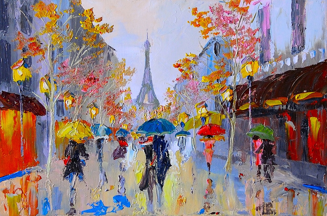 Ölgemälde vom Eiffelturm. Kunst; Kunstmarkt; Versicherung