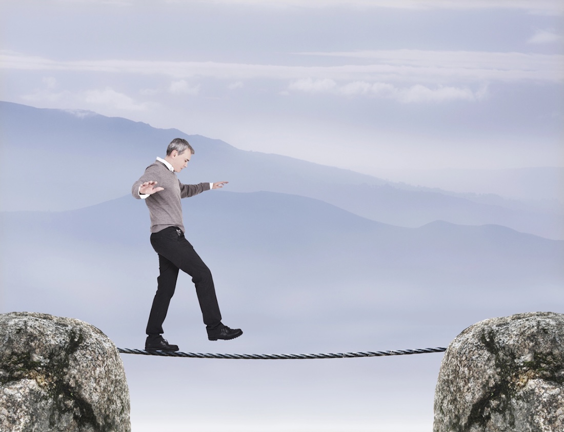 Risikoleben, Drahtseil, Balance, Sicherheit