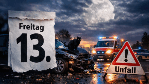 Freitag der 13, Unglückstag; Mythos, Irrglaube, Unfall, Statistik; Autounfall