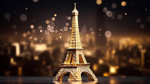 Goldener Eiffelturm auf schwarzem Hintergrund